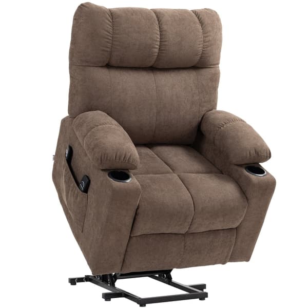 Rootz Electric Riser TV Fåtölj - Massagepunkter - Fotstöd - Fjärrkontroll - Brun - Polyestertyg - 91cm x 95cm x 109cm
