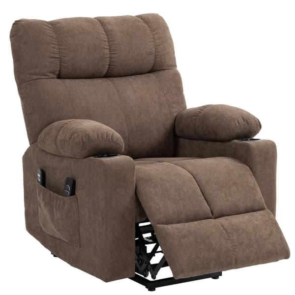 Rootz Electric Riser TV Fåtölj - Massagepunkter - Fotstöd - Fjärrkontroll - Brun - Polyestertyg - 91cm x 95cm x 109cm