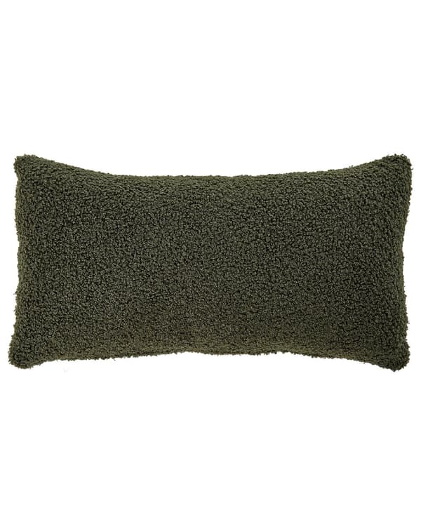 Fåtölj Mörkgrön Bouclé Tyg Mjukt Nubbigt Ben i Ljust Trä Böjt Ryggstöd Retro Glam Art Deco Stil