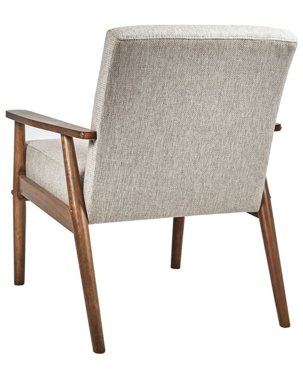 Lenestol Grå Polyester Stoff Lin Polstring Retro Design Mørkt Tre Ramme Armlener Stue