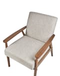 Miniatyrbilde 6 av 8: Lenestol Grå Polyester Stoff Lin Polstring Retro Design Mørkt Tre Ramme Armlener Stue