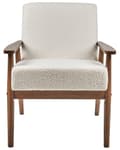 Miniatyrbilde 4 av 8: Lenestol Off-white Bouclé Polyester Ramme og armlener i mørkt tre Retro design Hvilestol Stue