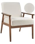 Miniatyrbilde 1 av 8: Lenestol Off-white Bouclé Polyester Ramme og armlener i mørkt tre Retro design Hvilestol Stue