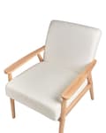 Miniatyrbilde 6 av 8: Lenestol Off-white Bouclé Polyester Ramme og armlener i lyst tre Retro design Hvilestol Stue