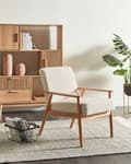 Miniatyrbilde 2 av 8: Lenestol Off-white Bouclé Polyester Ramme og armlener i lyst tre Retro design Hvilestol Stue