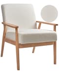 Miniatyrbilde 1 av 8: Lenestol Off-white Bouclé Polyester Ramme og armlener i lyst tre Retro design Hvilestol Stue