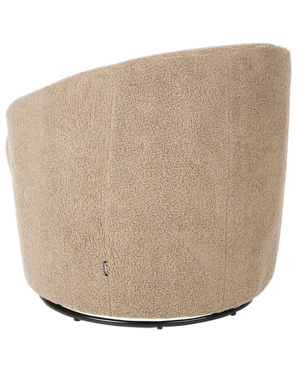 Lenestol Taupe Boucléstoff Svart base Svingbar 360-graders rotasjon Retro Glam Hvilestol Stue Soverom