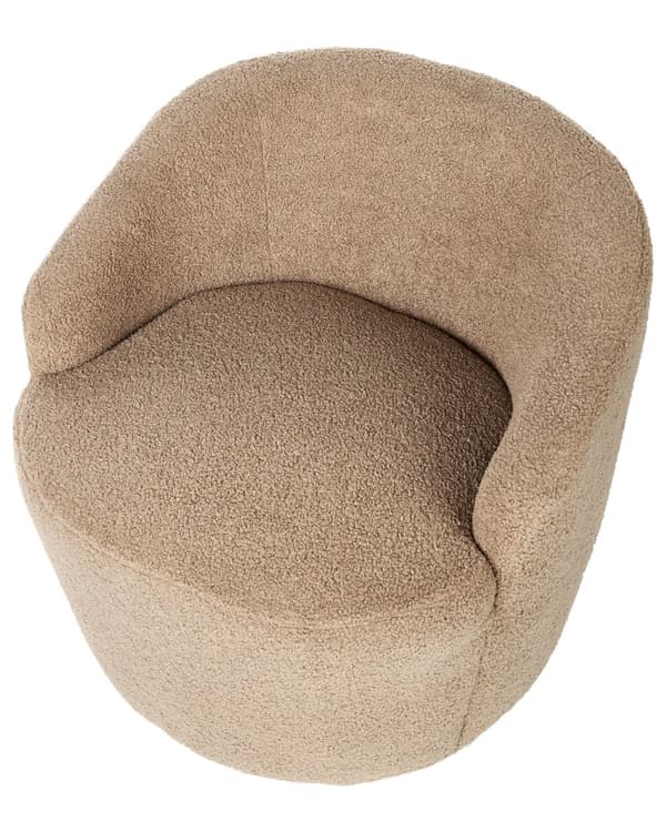 Lenestol Taupe Boucléstoff Svart base Svingbar 360-graders rotasjon Retro Glam Hvilestol Stue Soverom