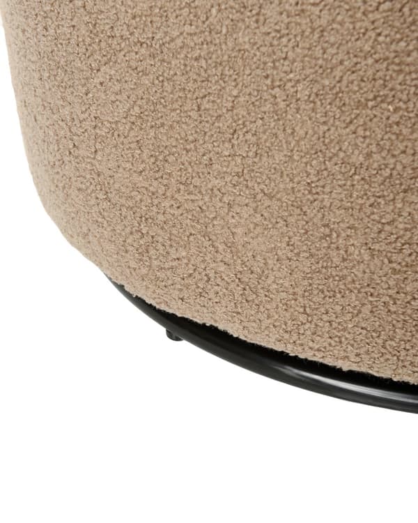 Lenestol Taupe Boucléstoff Svart base Svingbar 360-graders rotasjon Retro Glam Hvilestol Stue Soverom