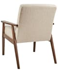 Miniatyrbild 5 av 8: Fåtölj Beige Boucléklädsel Retro Design Mörk Träram Armstöd Vardagsrum