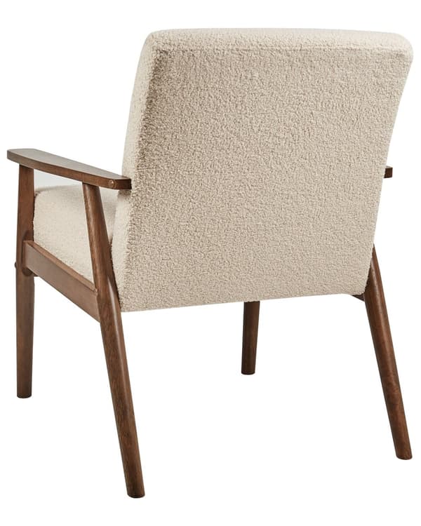 Fåtölj Beige Boucléklädsel Retro Design Mörk Träram Armstöd Vardagsrum
