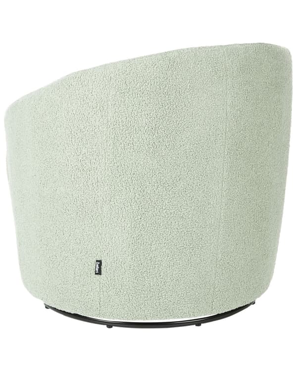 Lysegrøn boucle cocktail lænestol sort drejelig base glam retro lammeskind polstring