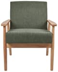 Miniatyrbillede 4 af 8: Lænestol grøn og hvid polstret polyester retrodesign lyse træben og armlæn stue