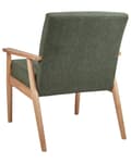 Miniatyrbillede 5 af 8: Lænestol grøn og hvid polstret polyester retrodesign lyse træben og armlæn stue