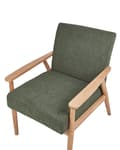Miniatyrbillede 6 af 8: Lænestol grøn og hvid polstret polyester retrodesign lyse træben og armlæn stue