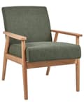 Miniatyrbillede 1 af 8: Lænestol grøn og hvid polstret polyester retrodesign lyse træben og armlæn stue