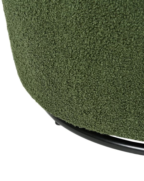Grøn boucle cocktail lænestol sort drejelig base glam retro lammeskind polstring