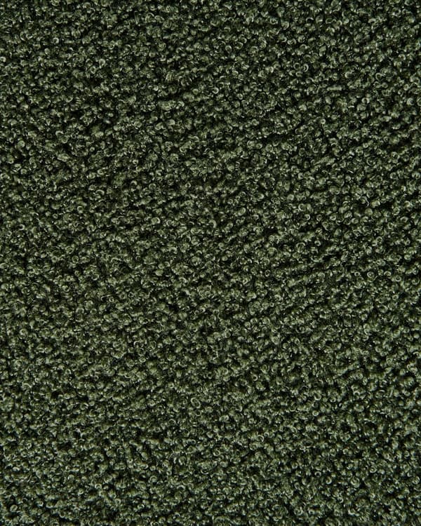 Grøn boucle cocktail lænestol sort drejelig base glam retro lammeskind polstring