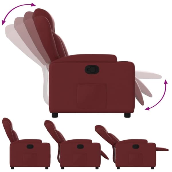 Reclinerfåtölj vinröd konstläder