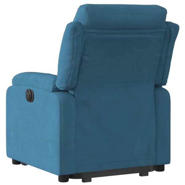 Reclinerfåtölj med uppresningshjälp blå sammet