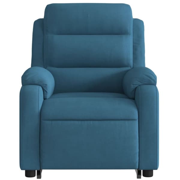 Reclinerfåtölj med uppresningshjälp blå sammet