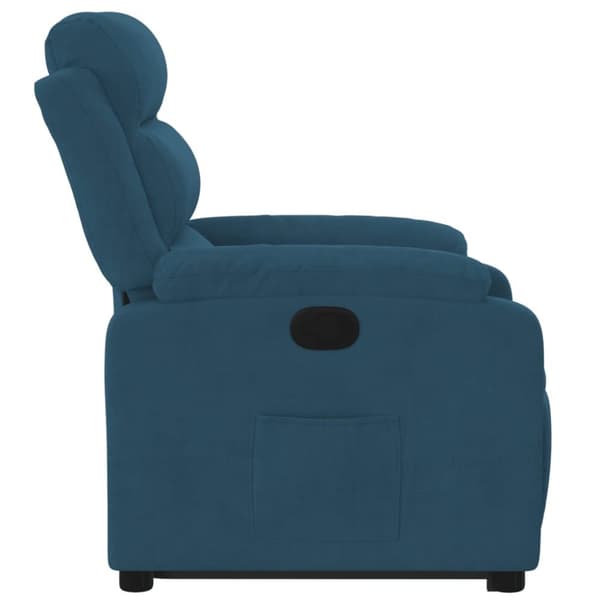 Reclinerfåtölj med uppresningshjälp blå sammet