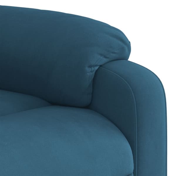 Reclinerfåtölj med uppresningshjälp blå sammet