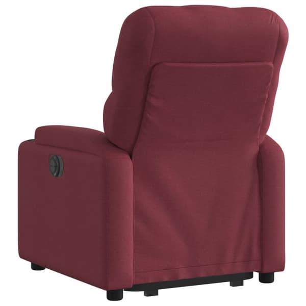 Reclinerfåtölj med uppresningshjälp vinröd tyg