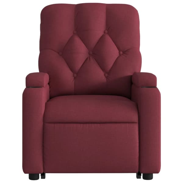 Reclinerfåtölj med uppresningshjälp vinröd tyg