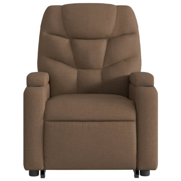 Reclinerfåtölj med uppresningshjälp brun tyg