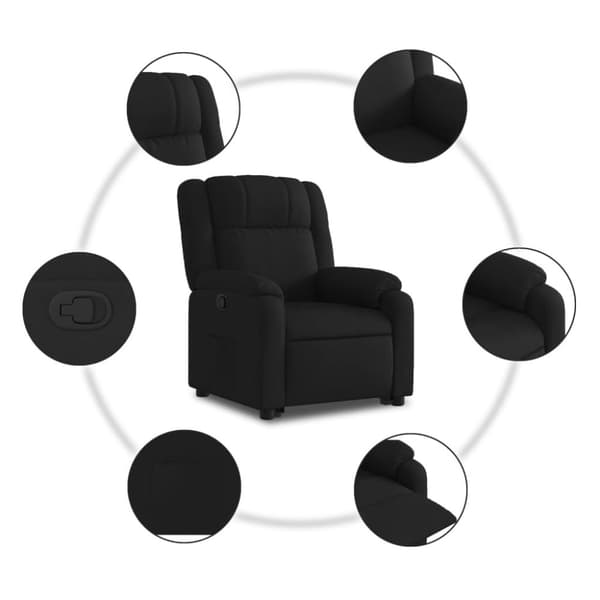 Reclinerfåtölj med uppresningshjälp svart tyg