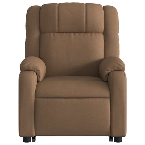 Reclinerfåtölj med uppresningshjälp brun tyg