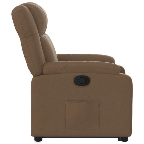 Reclinerfåtölj med uppresningshjälp brun tyg