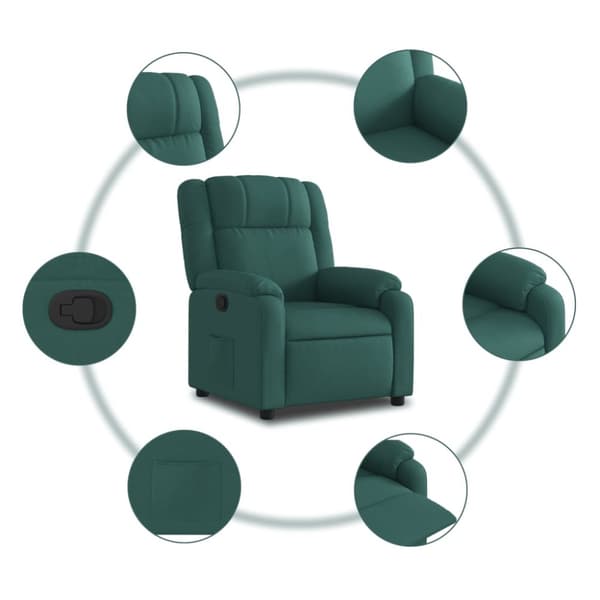 Reclinerfåtölj mörkgrön tyg