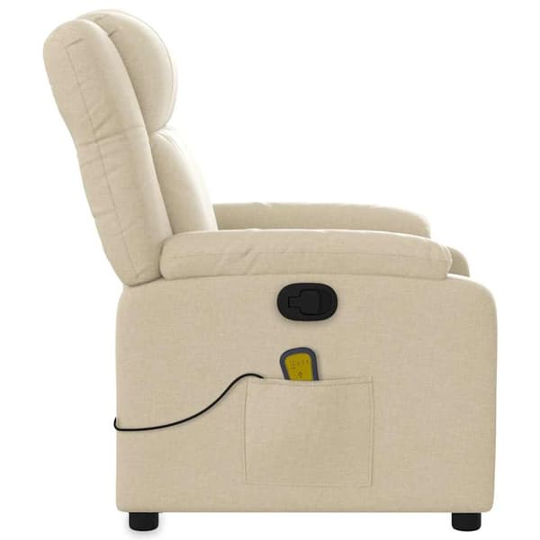 Massagefåtölj gräddvit tyg