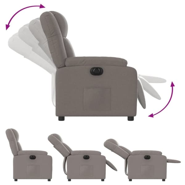 Elektrisk reclinerfåtölj taupe tyg
