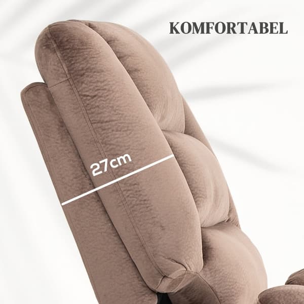 Rootz Elektrisk TV-stol - Liggstol - Massagefåtölj - Tjock vaddering - 135° justerbart ryggstöd - Fotstöd - 90W x 93D x 110H cm.