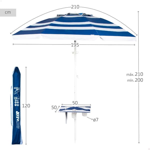 Aktive 210 Cm Uv50 Taittuva Rantavarjo