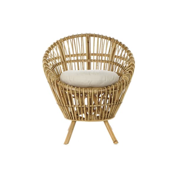 Lænestol DKD Home Decor 8424001750092 Natur Bomuld Hvid Spanskrør (74 x 67 x 85 cm)