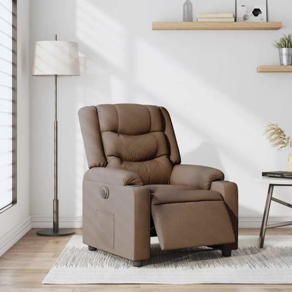 Elektrisk reclinerfåtölj Brun tyg