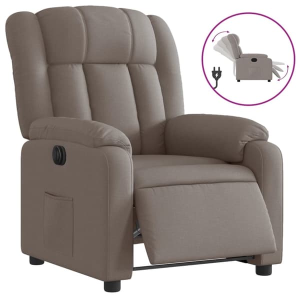 Elektrisk reclinerfåtölj taupe tyg