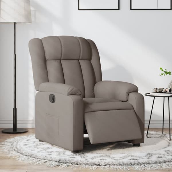 Elektrisk reclinerfåtölj taupe tyg