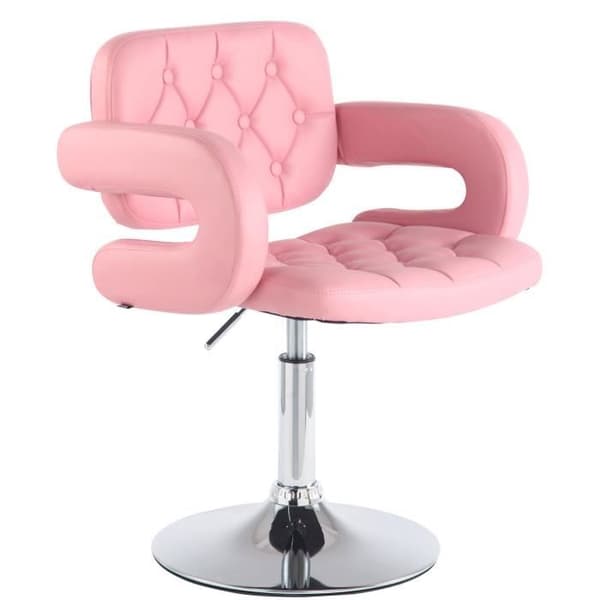 Loungefåtölj - CLP - Dublin - Syntetiskt läder - Kromad metall - Rosa
