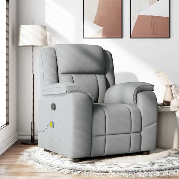 Massagefåtölj ljusgrå tyg
