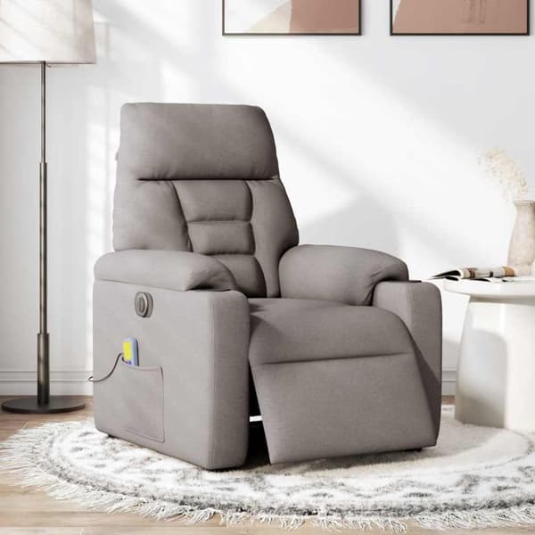 Elektrisk massagefåtölj taupe tyg