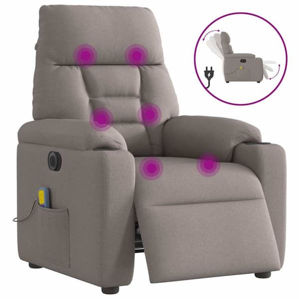 Elektrisk massagefåtölj taupe tyg