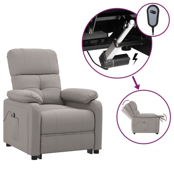 Elektrisk reclinerfåtölj taupe tyg