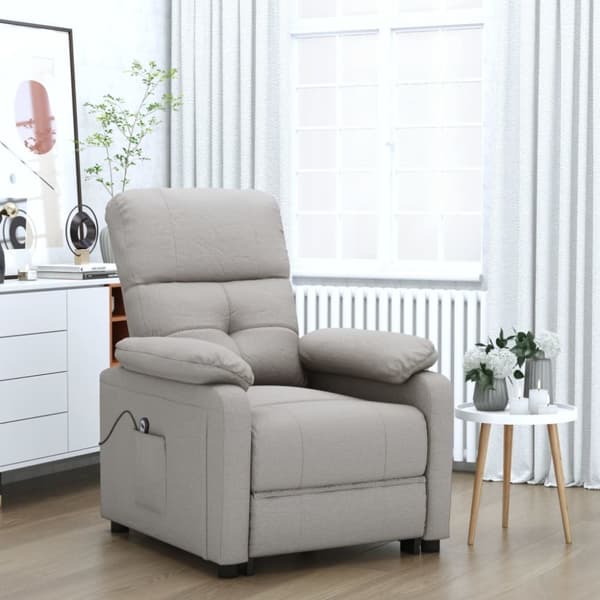 Elektrisk reclinerfåtölj taupe tyg