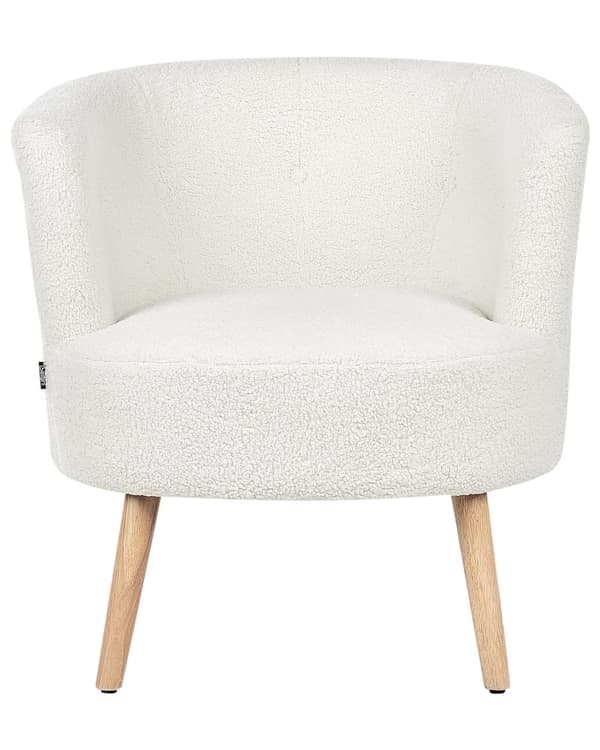 Lenestol Hvit Polstret Boucle Badestol i Retrostil Retro Design til Stue