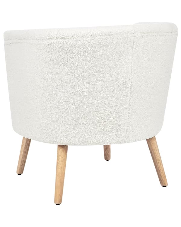 Lenestol Hvit Polstret Boucle Badestol i Retrostil Retro Design til Stue